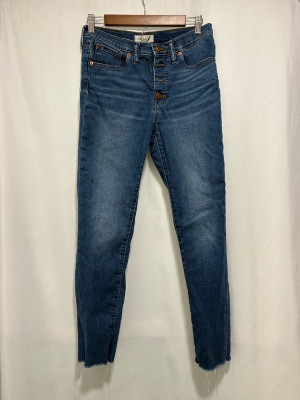Madewell 9” Mid Rise Skinny Jeans 27 Button Fly Raw Hem - Picture 2 of 8